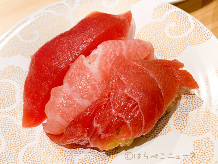 【実食レポ】『回転寿司 羽田市場』本まぐろ3貫握り・生うに軍艦・ヒラメ漬け！赤酢使用のシャリと鮮魚の鮨！
