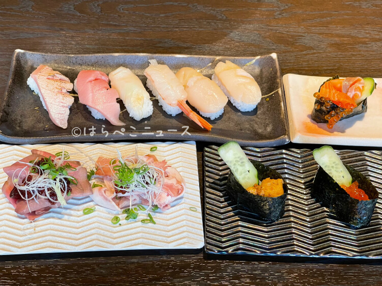 【実食レポ】『まるがまる 高田馬場店』寿司食べ放題！「お寿司堪能コース」で大トロ・うに・いくらに天ぷら！