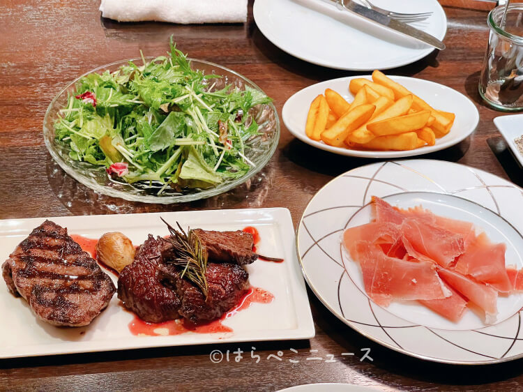 【実食レポ】日本橋『肉友』3時間ステーキ食べ放題コース！ロース・ハラミ・ウチモモに生ハムやポテトも！